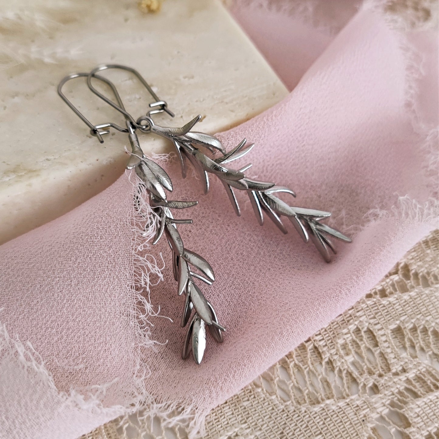 Rosemary Leaves Earrings, Rosemary Dangling Earrings, Twig Branch Earrings, Plant Nature Lover, Botanical Wildflower Earrings