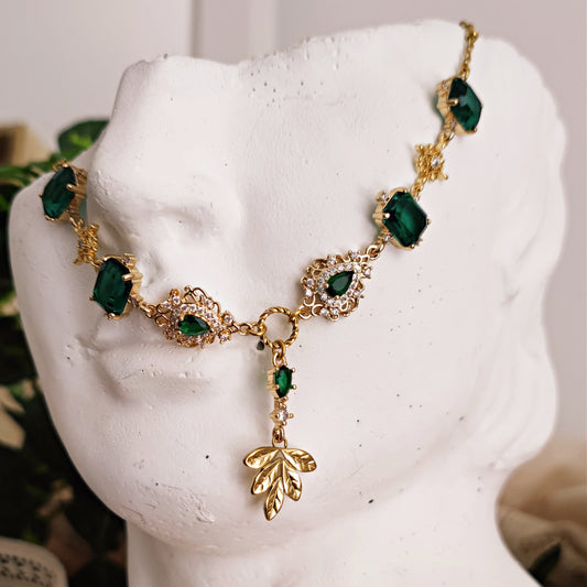 Collana choker "Demeter" verde smeraldo