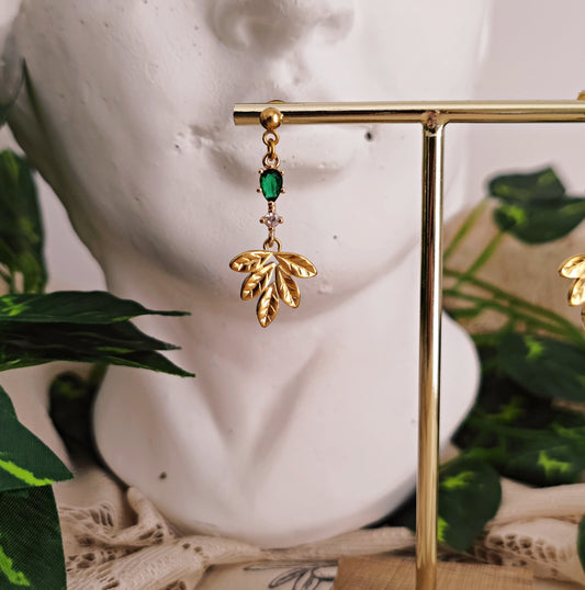 Chandelier earrings "Demer" emerald green
