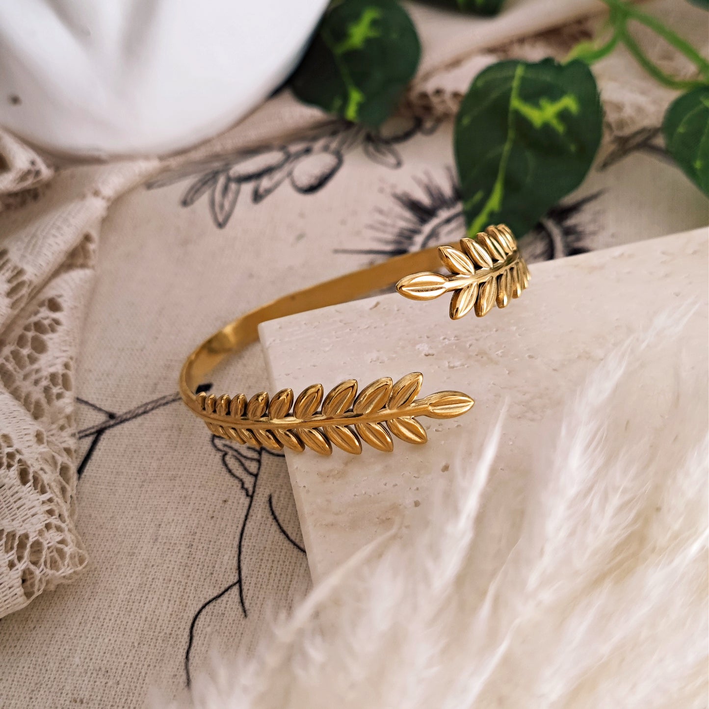 Stainless Steel "Goddess Wrap" rigid bangle bracelet