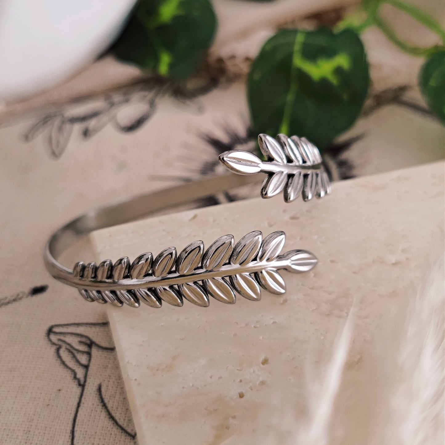 Stainless Steel "Goddess Wrap" rigid bangle bracelet