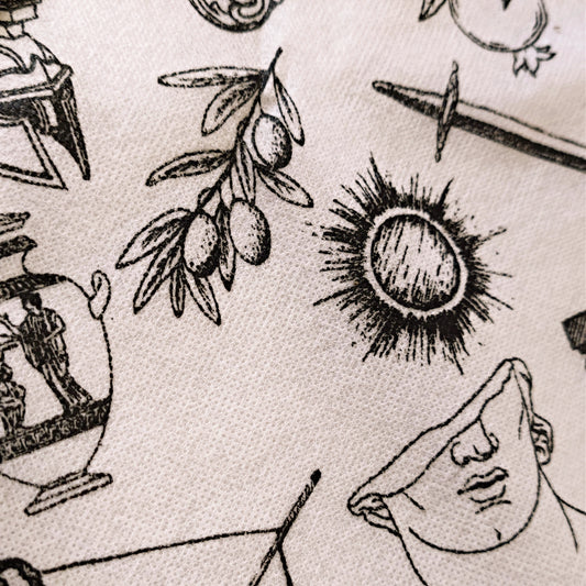 Non-woven tote bag "Heroes&Gods", white, 38x42cm