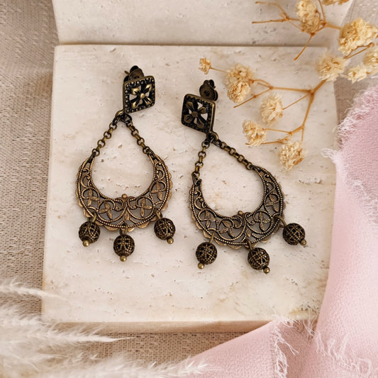 Orecchini Mary Stuart Chandelier Lune bronzate pendenti