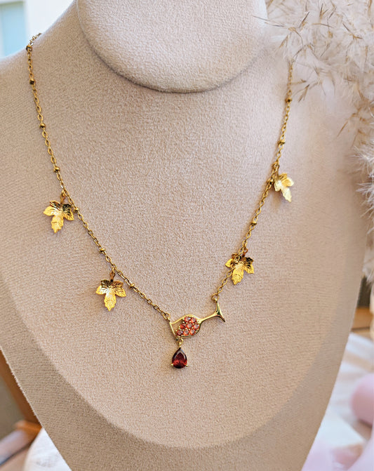 Collana calice di vino e foglie di vite "Dionysus"