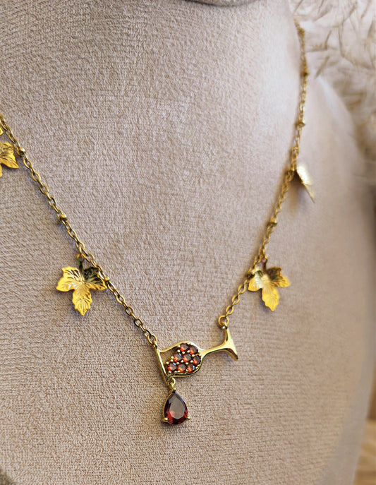 Collana calice di vino e foglie di vite "Dionysus"