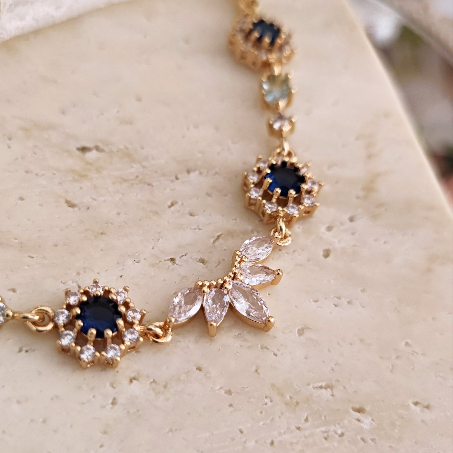 "Francesca" choker necklace with midnight blue crystals