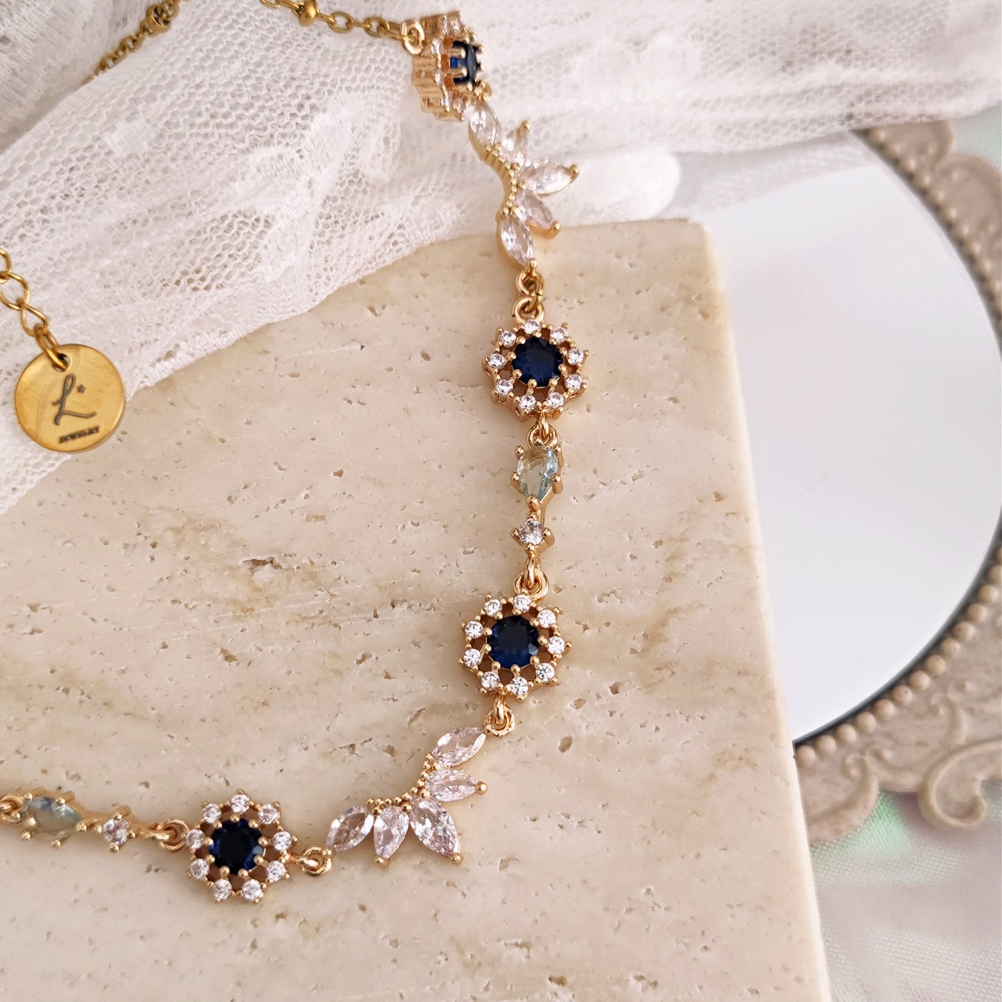"Francesca" choker necklace with midnight blue crystals