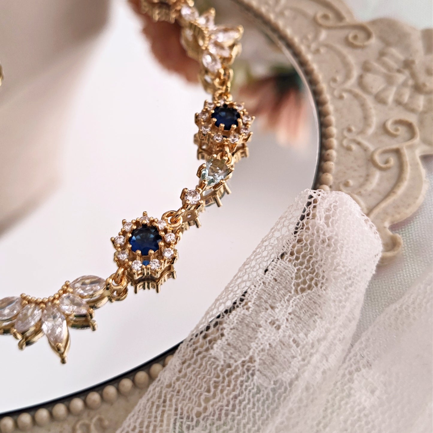 "Francesca" choker necklace with midnight blue crystals
