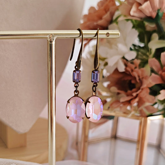 Orecchini "Royal Affaire" con cristalli vintage rosa e lilla