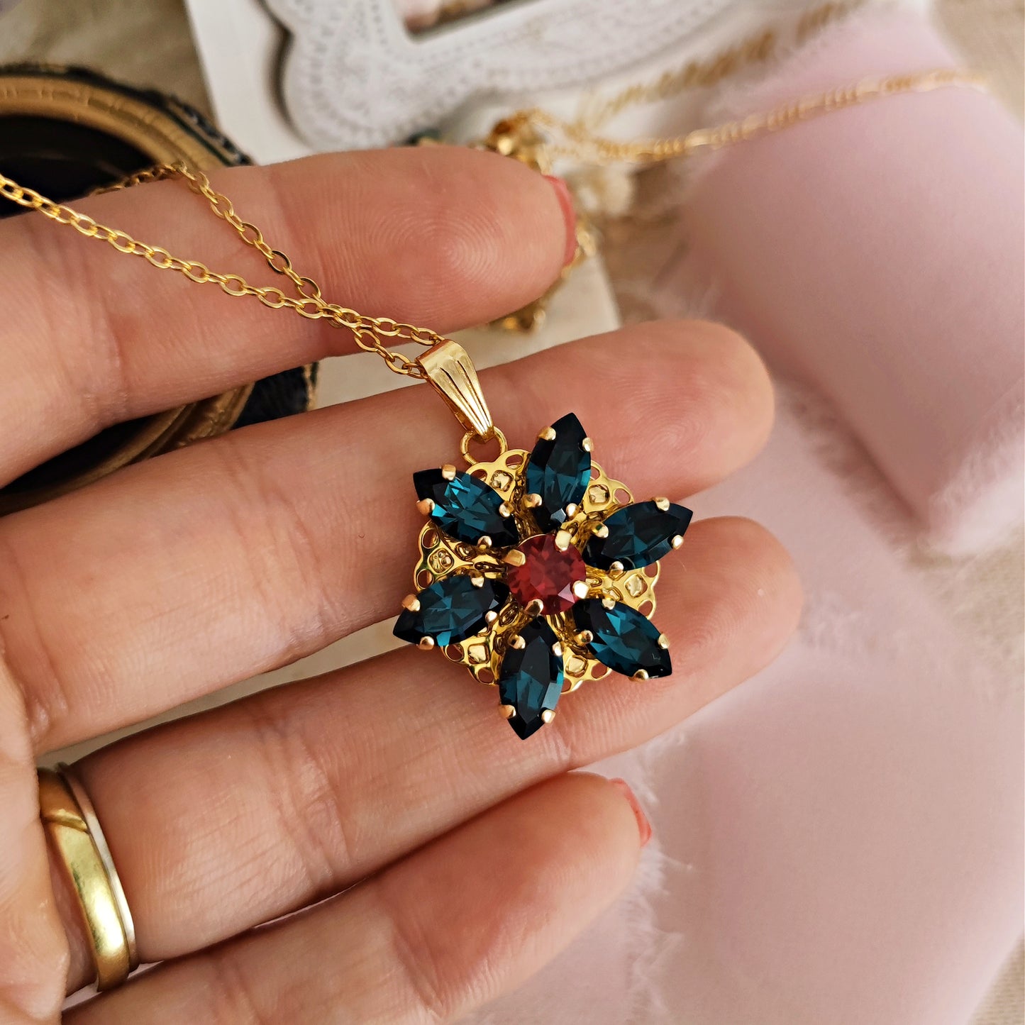 Anastasia ENGRAVED Necklace Together in Paris EMERALD M