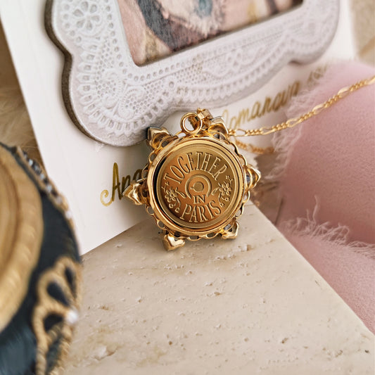 Collana Anastasia con incisione Together in Paris EMERALD M