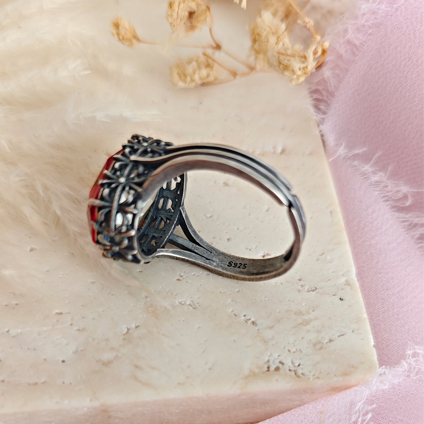 Ruby Red Crystal Ring, Gothic Victorian Statement Ring // SPELL ON YOU