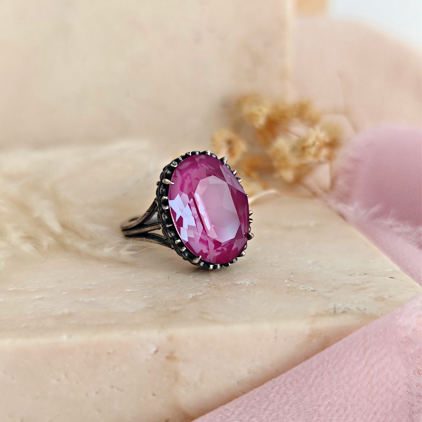 Ruby Red Crystal Ring, Gothic Victorian Statement Ring // SPELL ON YOU
