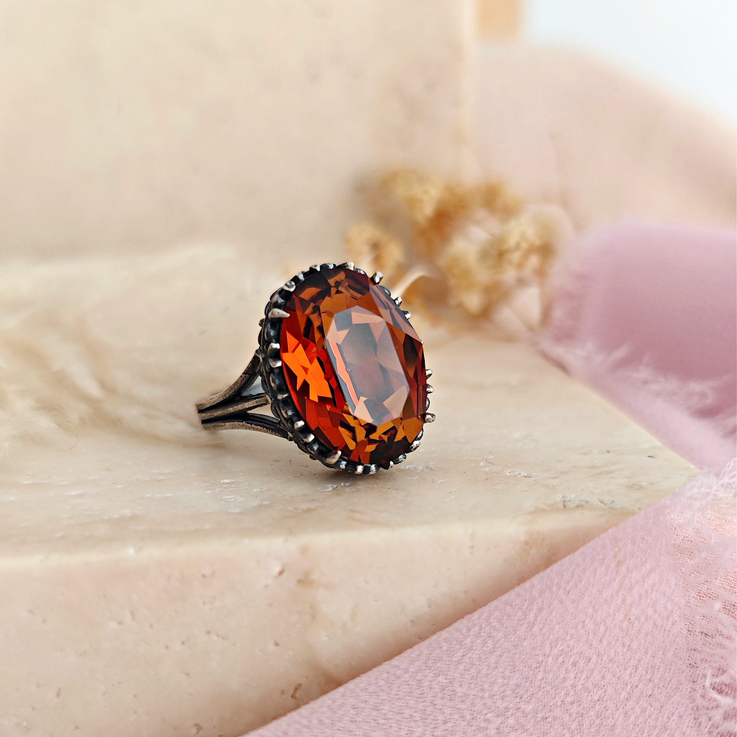 Ruby Red Crystal Ring, Gothic Victorian Statement Ring // SPELL ON YOU