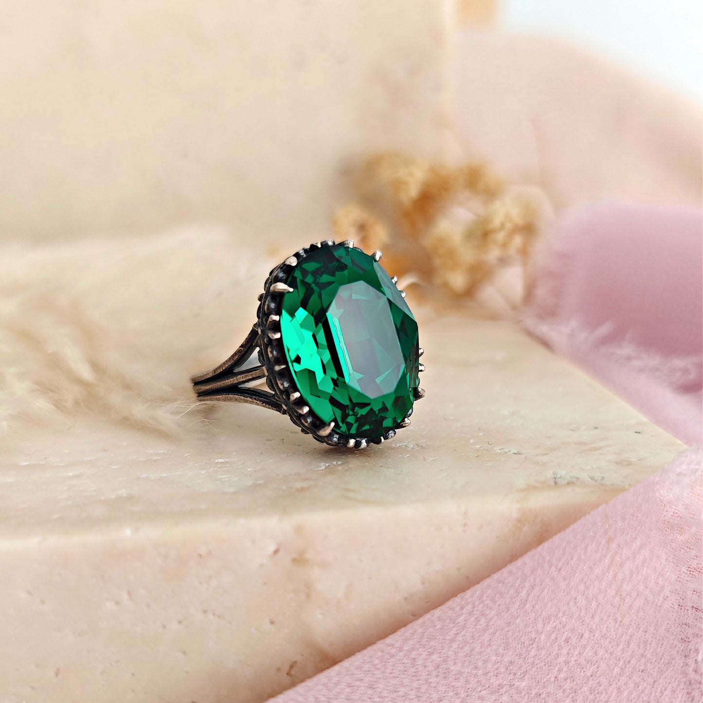 Ruby Red Crystal Ring, Gothic Victorian Statement Ring // SPELL ON YOU