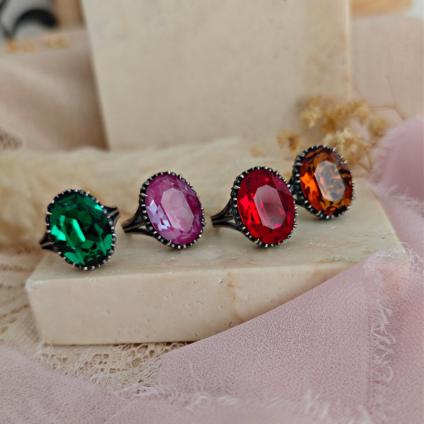 Ruby Red Crystal Ring, Gothic Victorian Statement Ring // SPELL ON YOU