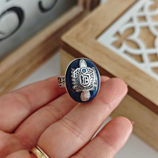 Inserzione riservata - Anello Vittoriano "D" in argento 925 e Lapis Lazuli