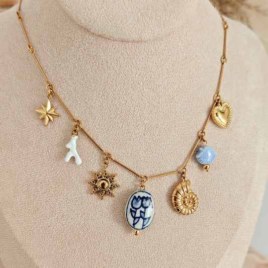 Collana "Salt and Sun" con perle in ceramica dipinta