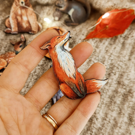 "Woodland Creatures" wooden brooches
