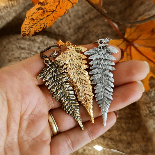Orecchini felce "Silvestris Fern" - oro, bronzo, argento
