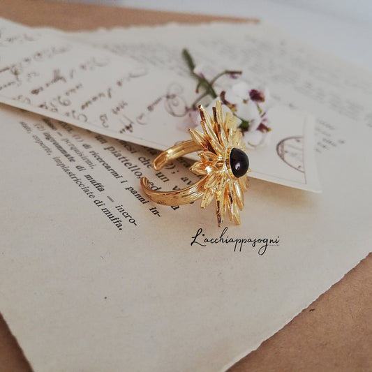 "Garnet Sunflower" ring