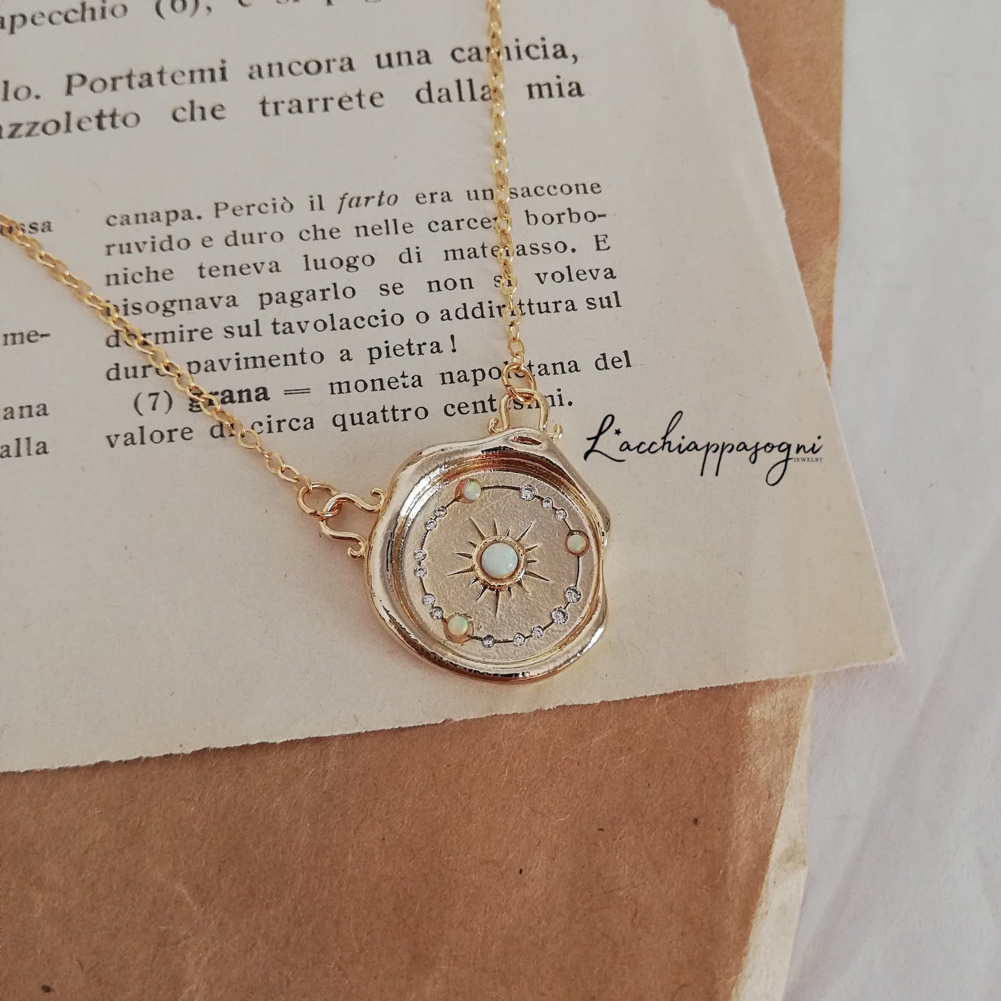 The Universe necklace, Opal coin necklace