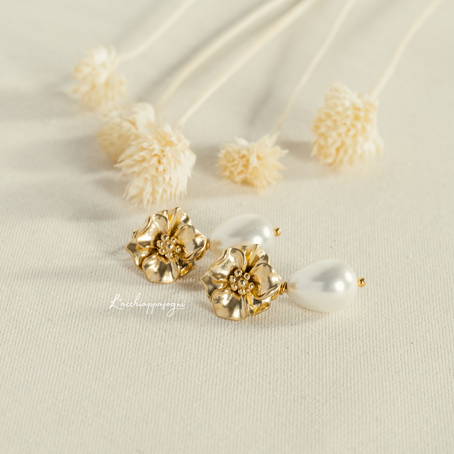Agatha // Bridal Floral Freshwater Pearl Teardrop Earrings, Cherry Blossom earrings