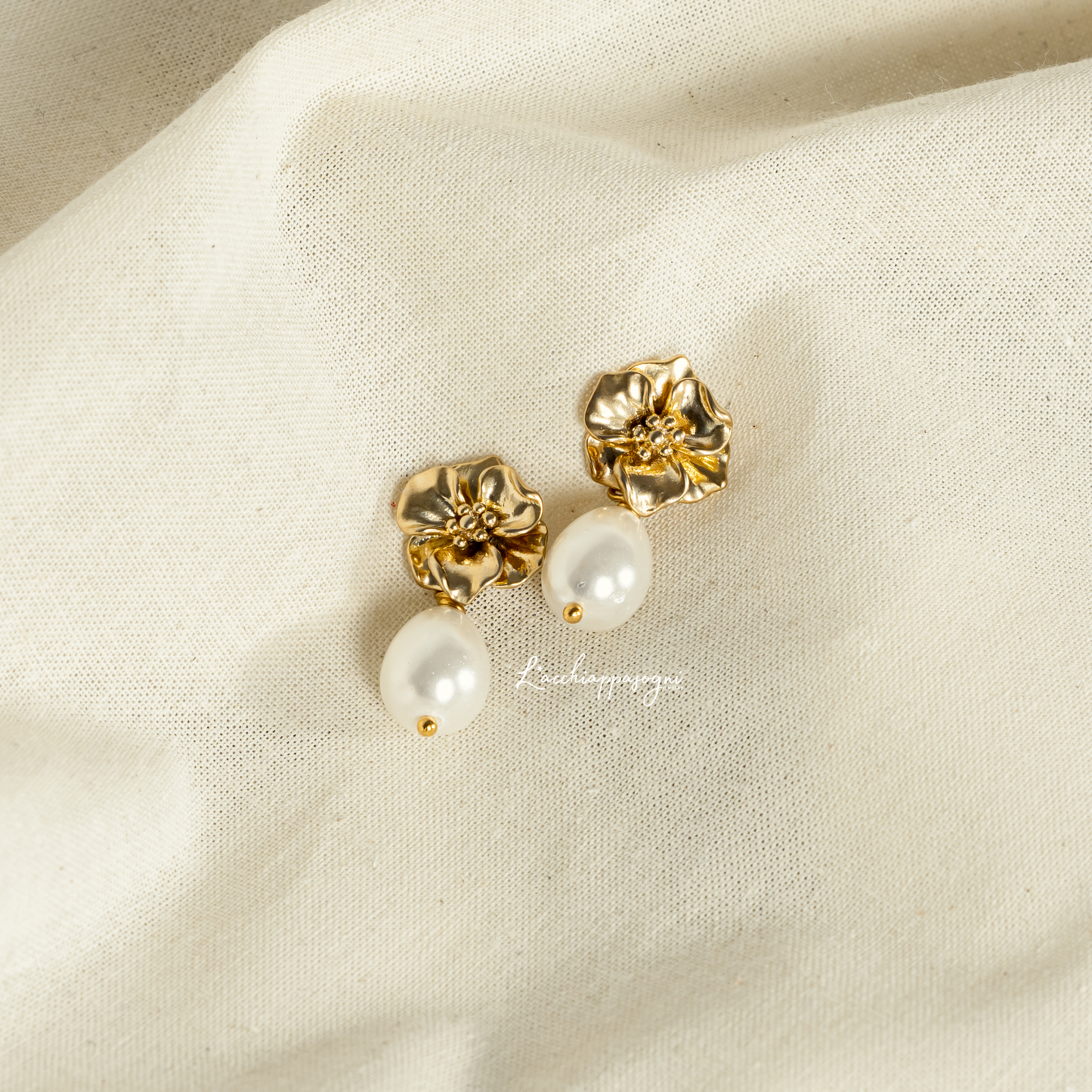 Agatha // Bridal Floral Freshwater Pearl Teardrop Earrings, Cherry Blossom earrings