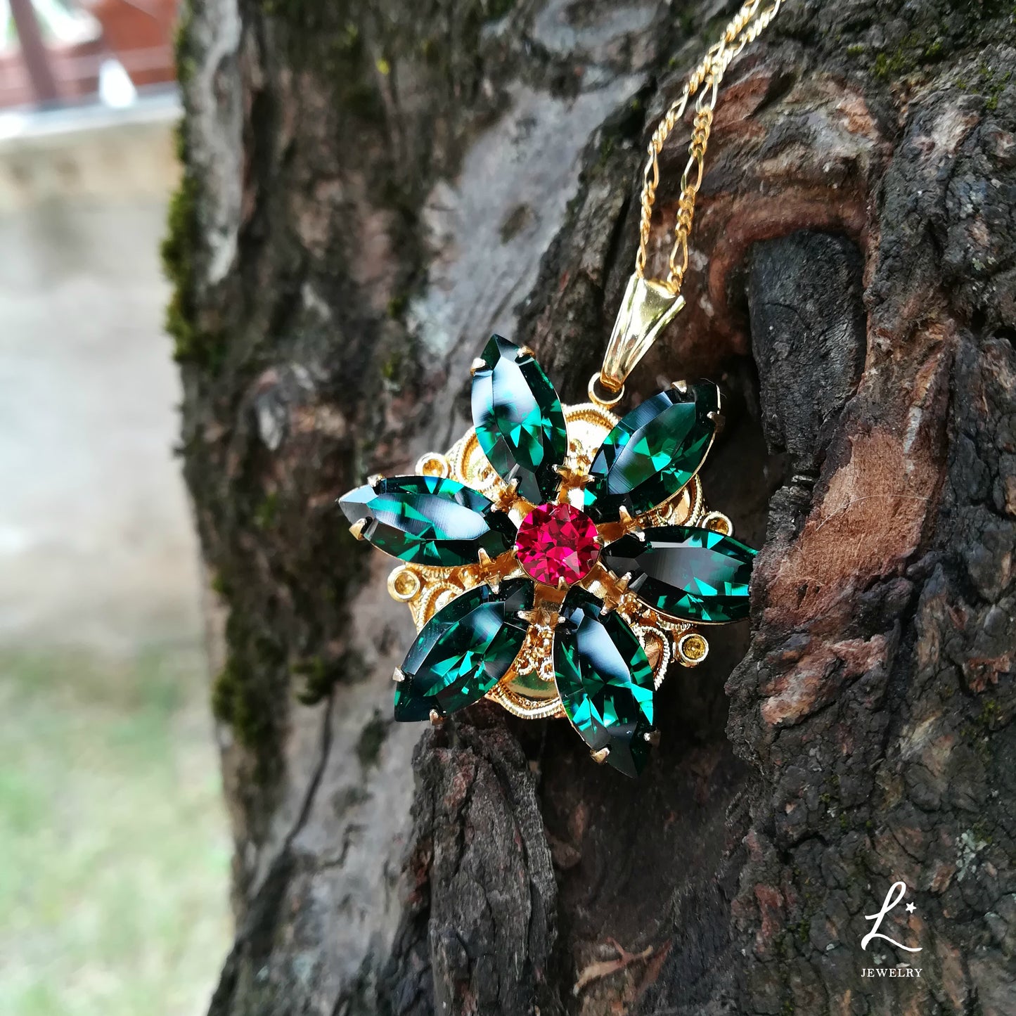 Collana Anastasia con incisione personalizzata, Ciondolo Insieme a "scegli la tua città", EMERALD UD