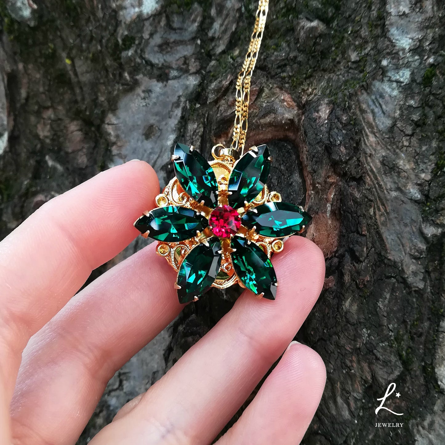 Collana Anastasia con incisione personalizzata, Ciondolo Insieme a "scegli la tua città", EMERALD UD