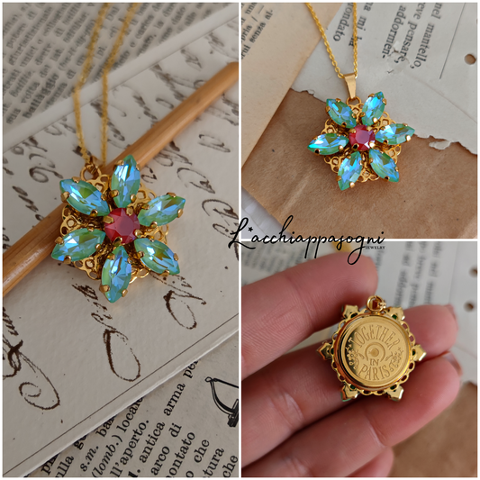 Anastasia ENGRAVED Necklace Together in Paris CRYSTAL MINT GREEN DELITE M