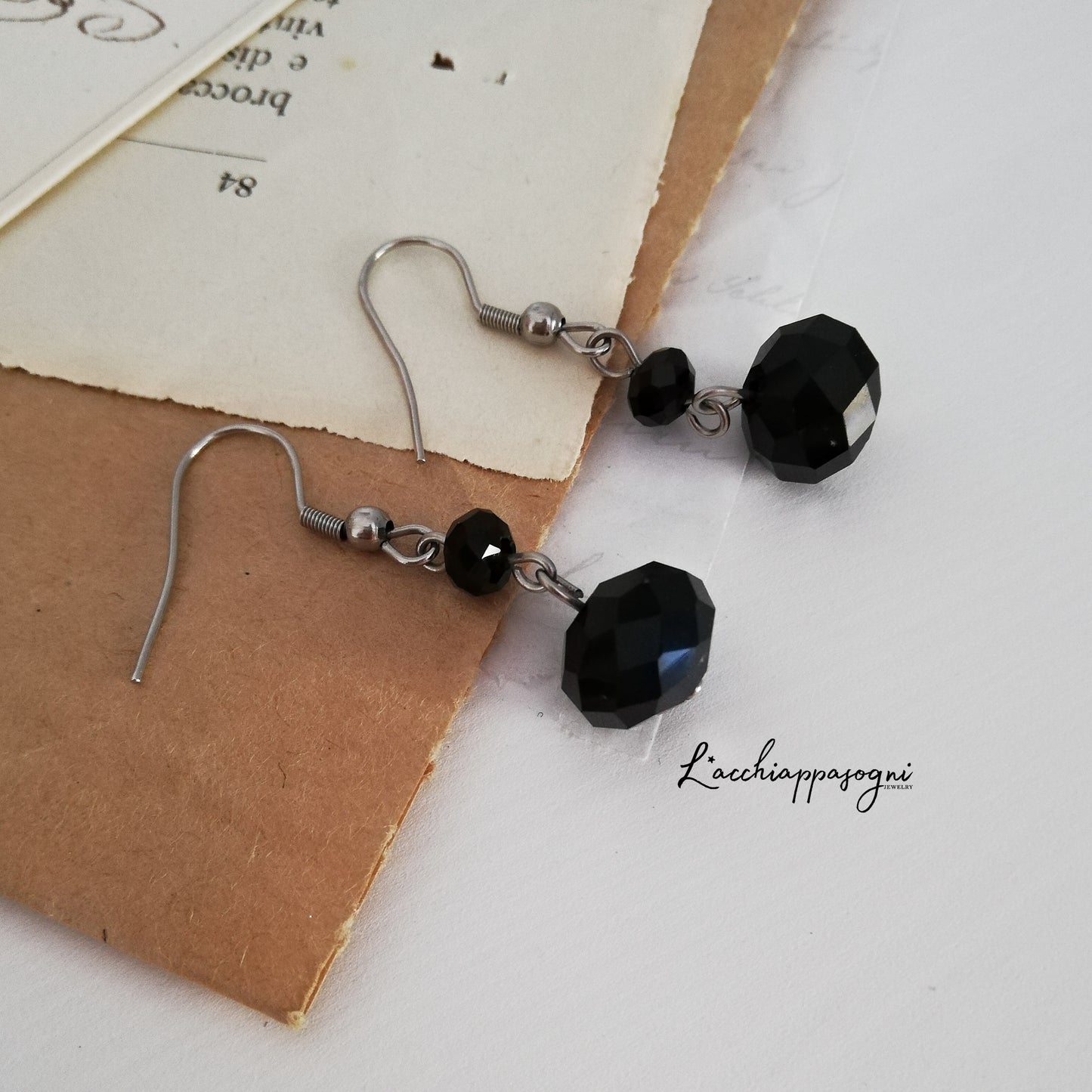 Orecchini Victorian Gothic Vanessa Perle Nere