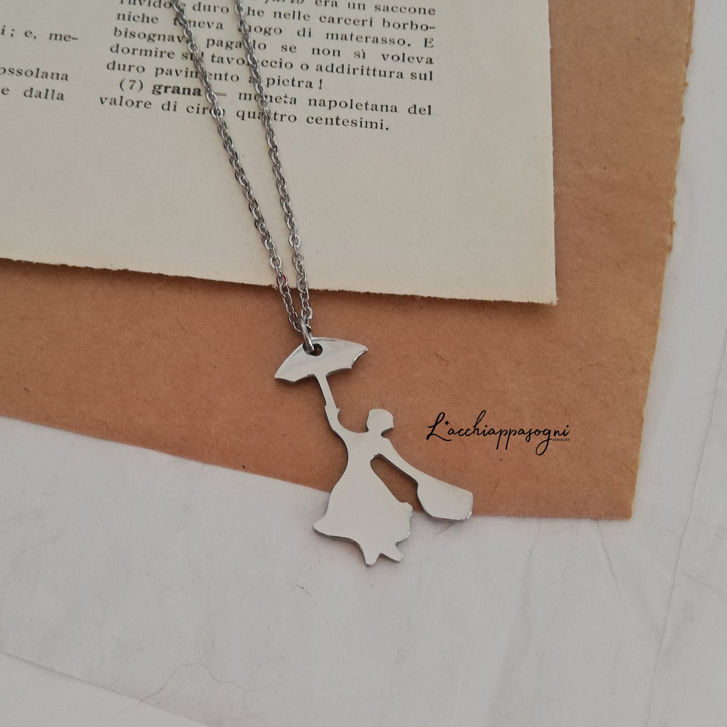 Mary Poppins silhouette necklace