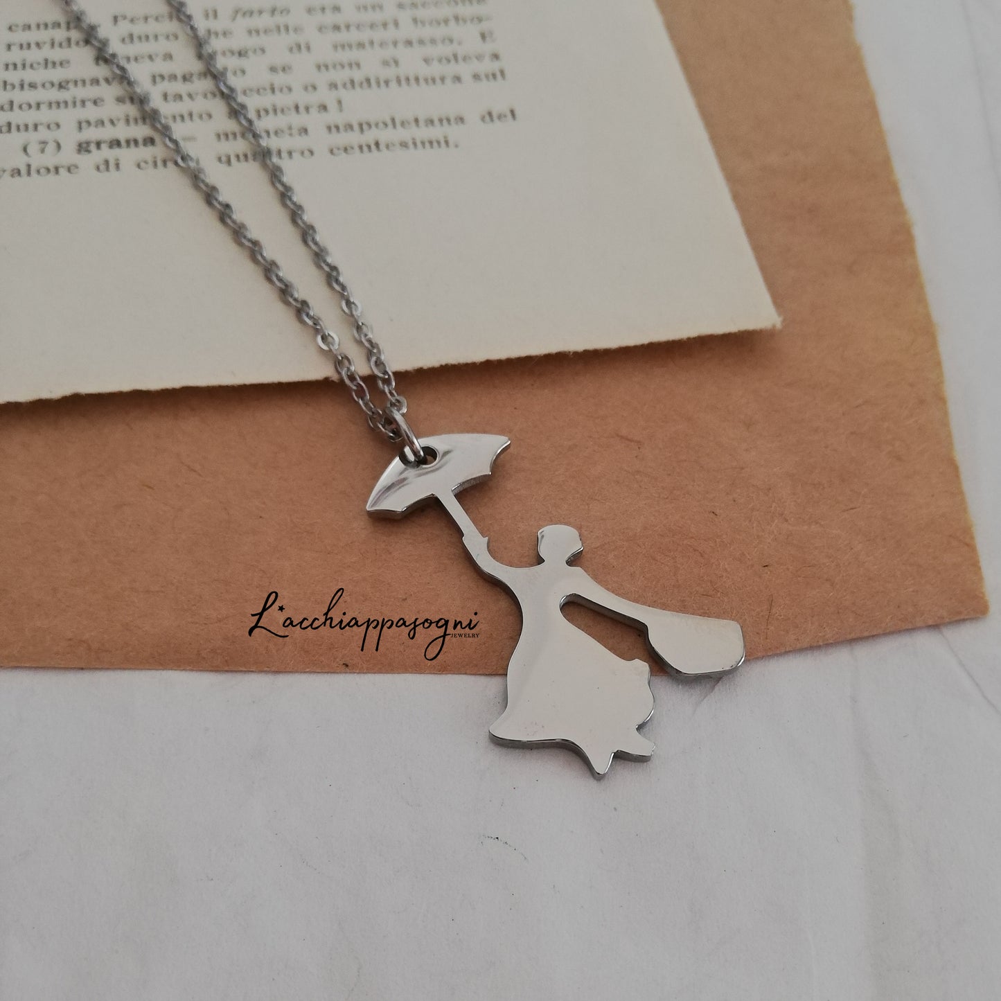 Mary Poppins silhouette necklace