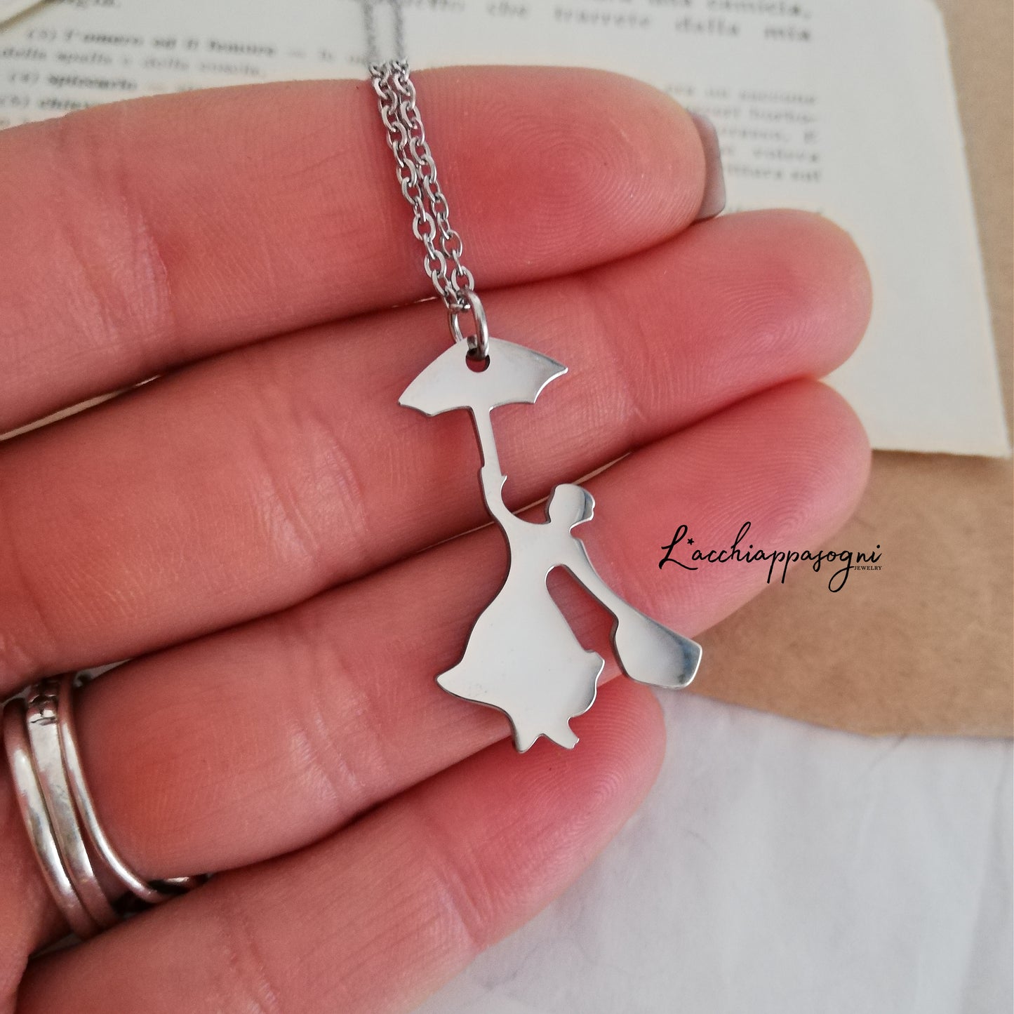 Mary Poppins silhouette necklace