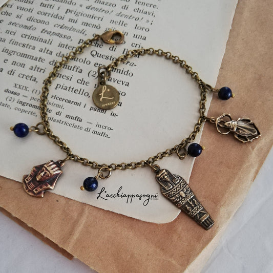 Bracciale in ottone e Lapislazuli "Mystic Egypt"