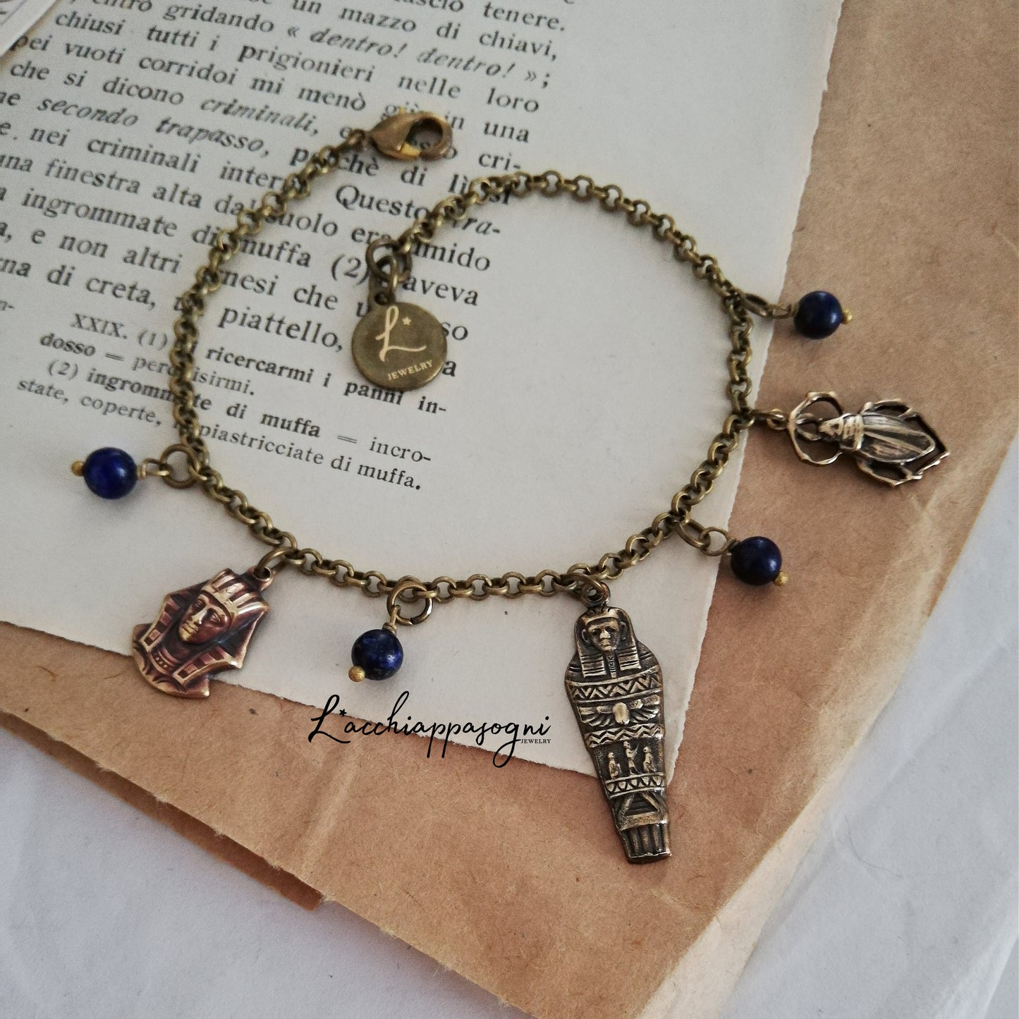 Bracciale in ottone e Lapislazuli "Mystic Egypt"