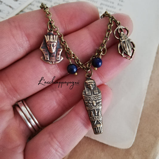 Bracciale in ottone e Lapislazuli "Mystic Egypt"