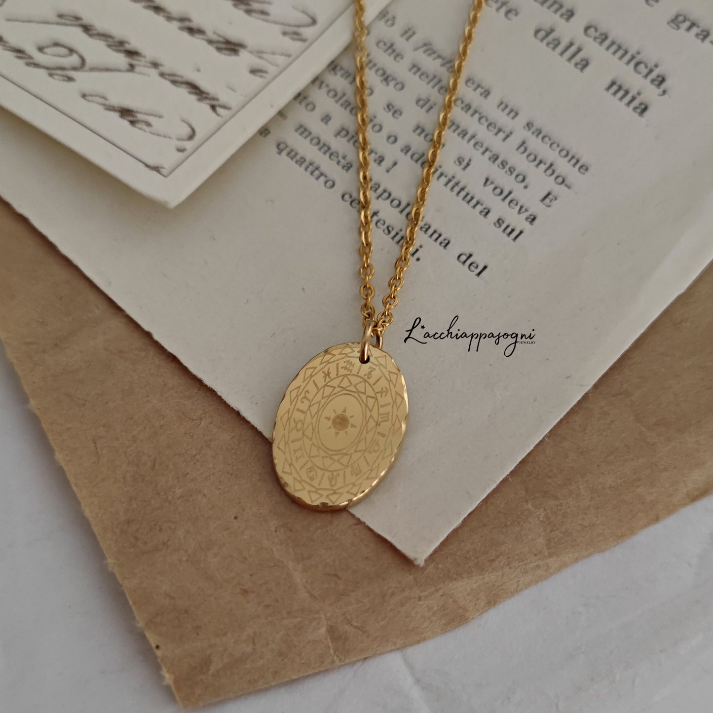 The Zodiac necklace, 14k gold plated stainless steel