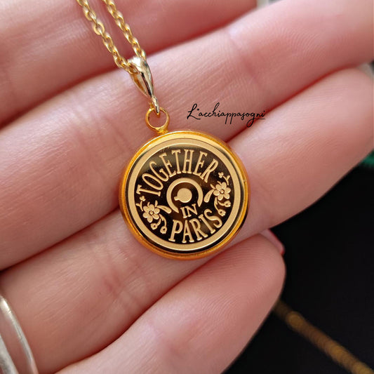 Collana Anastasia con incisione Together in paris - Gold SOLO RETRO