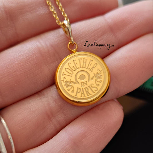 Collana Anastasia con incisione Together in paris - Gold SOLO RETRO