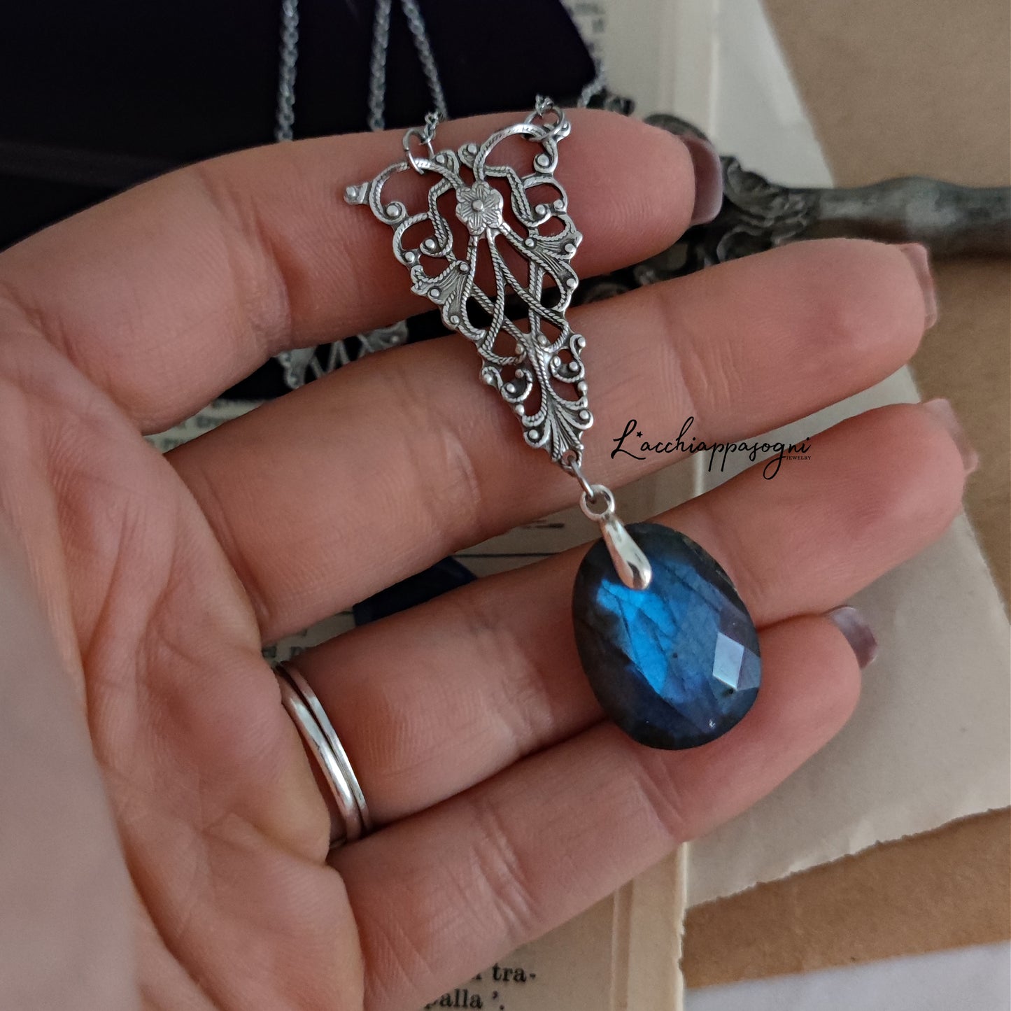 Collana "Elvish Dream" con Labradorite/Lapislazzuli