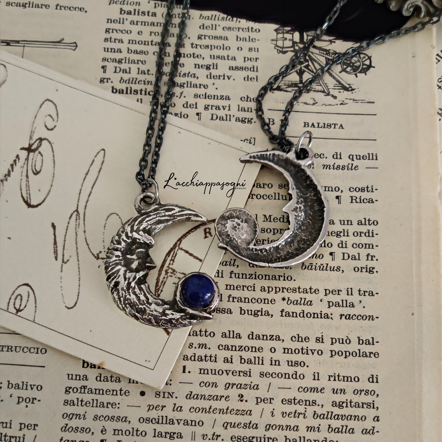 Collana "Sacra Luna" con Lapislazzuli o Pietra di Luna