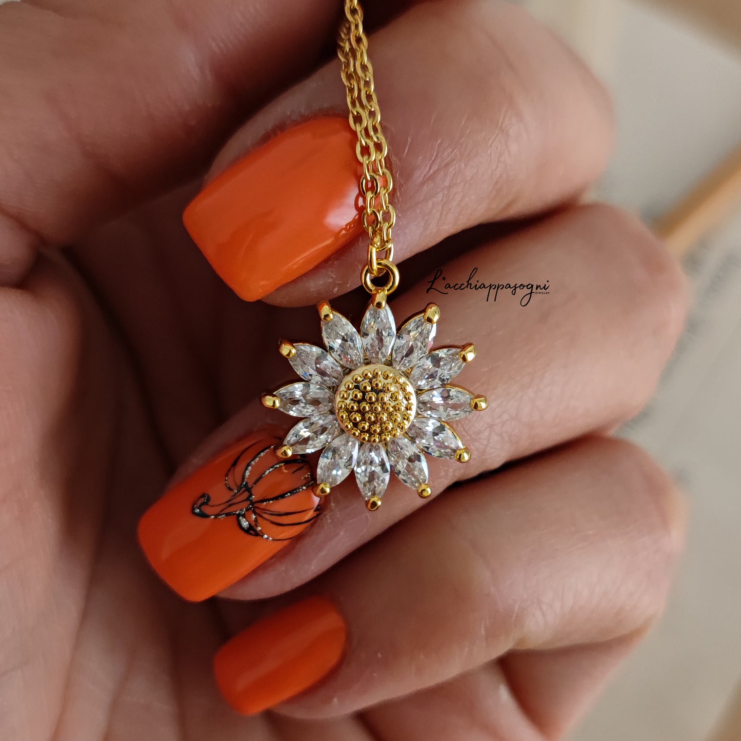 Collana girasole con zirconi "Sunny Flower"