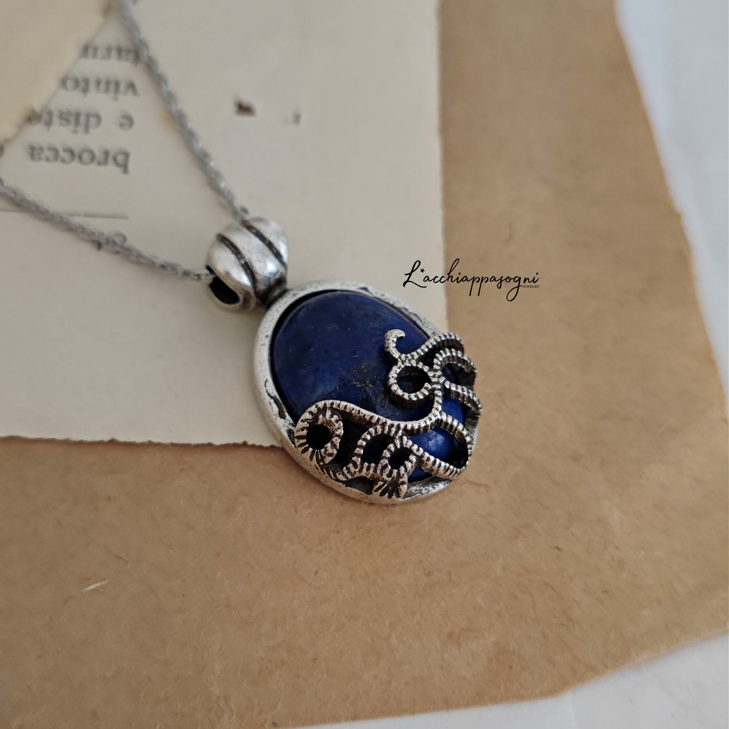 Collana anticata art deco con Lapislazuli