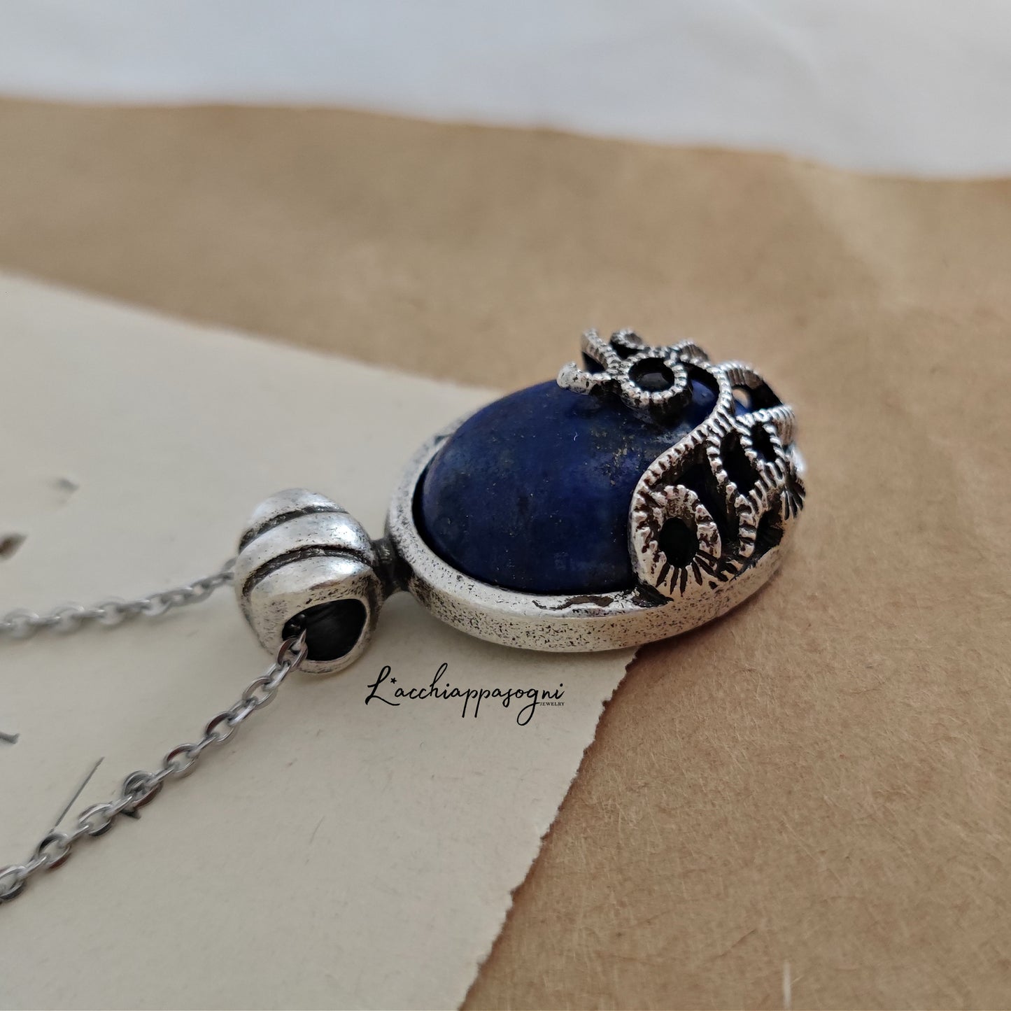 Collana anticata art deco con Lapislazuli