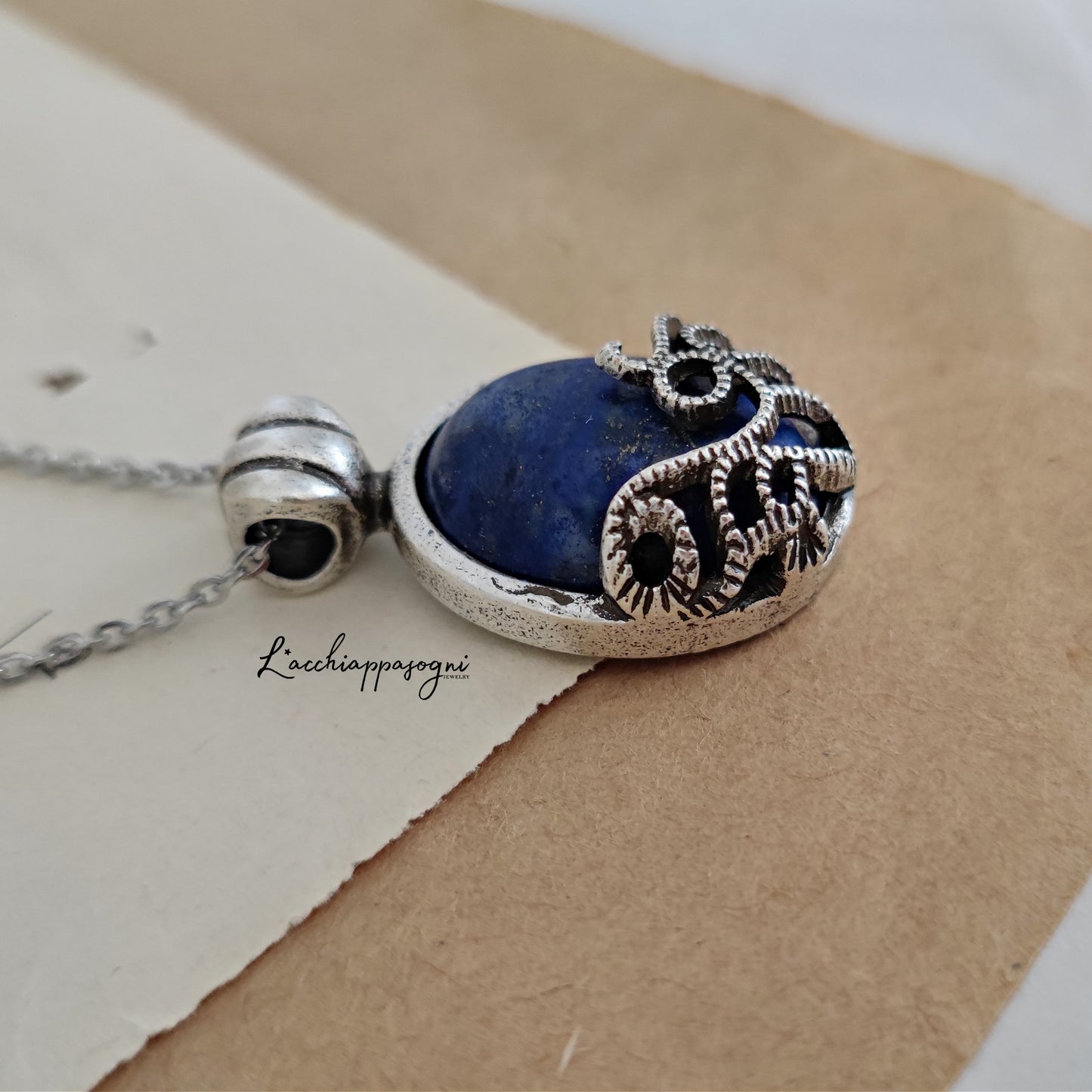 Collana anticata art deco con Lapislazuli