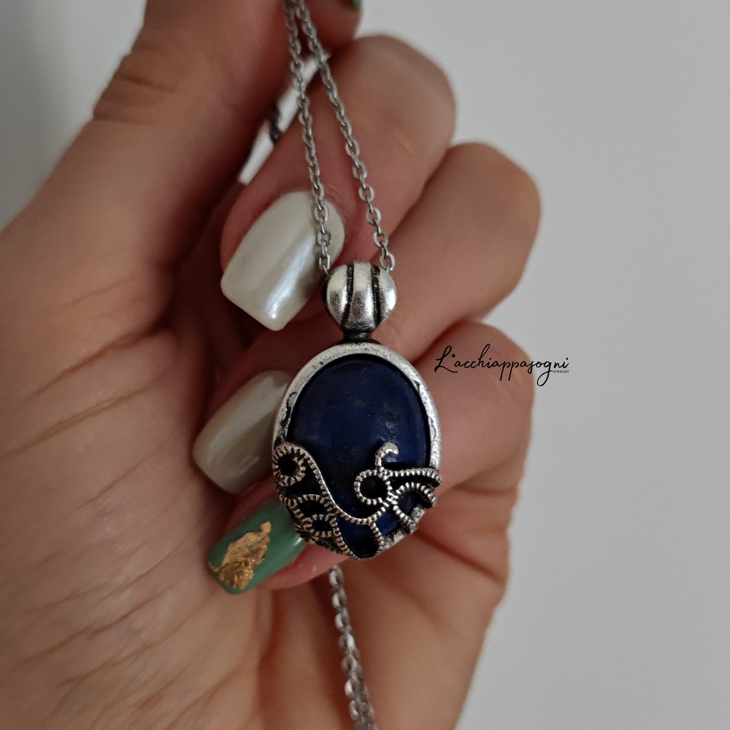 Collana anticata art deco con Lapislazuli