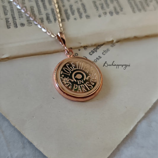 Collana Anastasia con incisione Together in Paris - Rose Gold SOLO RETRO