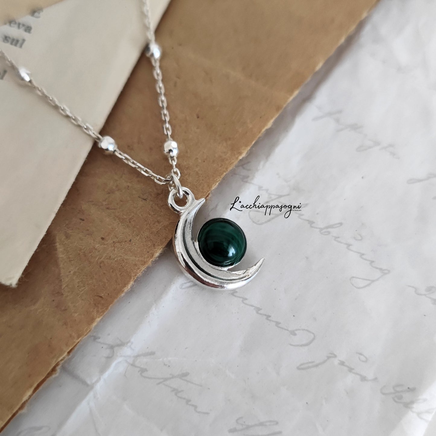 Collana Mezzaluna con Malachite, versione 1